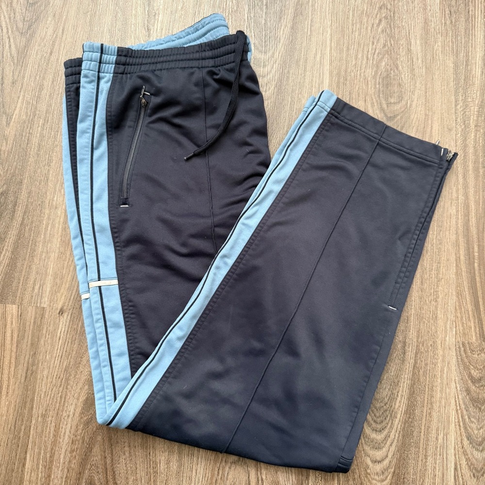 Champion Track Pants Navy Light Blue Stripe Zip Ankle Athletic Joggers Large